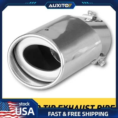 Silenciador de garganta cola trasera punta tubo de escape coche plateado accesorios piezas Foto 1 de 4