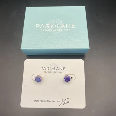 Park Lane IMPRESSION EARRINGS Gold-tone Studs~ Purple ~ 3 Carats Each, BNIB - Image 1 of 3