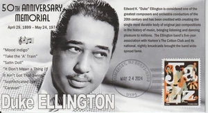 6° Cachets Duke Ellington 50th Anniversary Memorial jazz musician Black Label - Picture 1 of 2