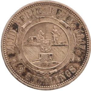 MONEDA DE PLATA DE DOS CHELINES FLORÍN SUDAFRICA 1897 - Imagen 1 de 2