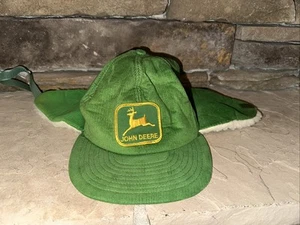 Vintage John Deere Corduroy Trucker cap hat USA Louisville SnapBack Ear Flaps - Picture 1 of 4