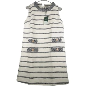 New Tuckernuck Jackie Tweed Dress Black White Medium Mod Braided Collar 2985-50 - Picture 1 of 10