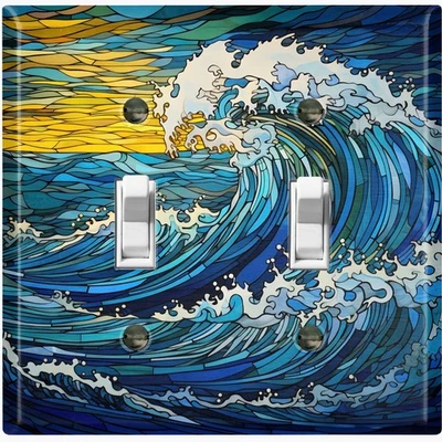Interruptor de luz de metal cubierta de salida placa de pared decorativa océano olas del mar OCN105 Foto 1 de 3