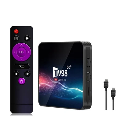 TV98 -Box 2G+16G 2,4G &5G WiFi Allwinner H313 4Kx2K Android 12 Set-Top-Box 8968 - Immagine 1 di 4