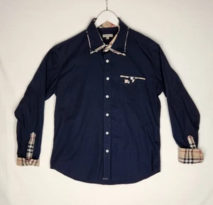 burberry button up shirt mens size XL blue preppy refined classy teacher - Picture 1 of 20