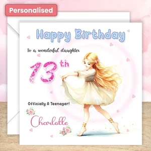 Personalised 13th Birthday Card Granddaughter Daughter Niece Officially Teenager - Picture 1 of 9