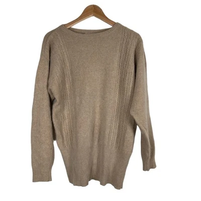 Suéter Liz Claiborne Mujer Medio Bronceado Vintage Tejido con Cable Lana de Cordero Angora Acogedor Foto 1 de 4