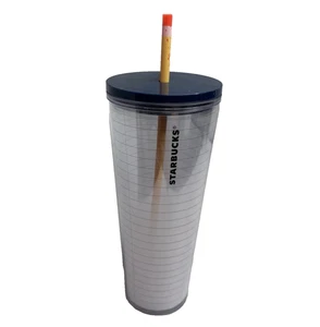 Bicchiere da viaggio Starbucks Venti 24 fl oz quaderno design carta usato in ottime condizioni - Foto 1 di 18