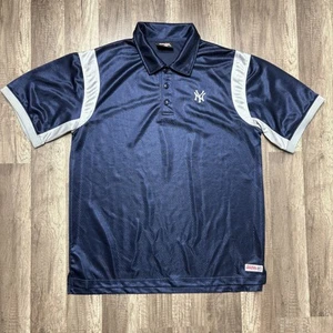 New York Yankees Shirt Mens Large Blue Gray MLB Baseball Stitches Shiny Dazzle - Picture 1 of 10