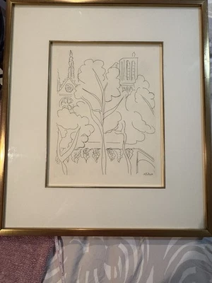 Gravura gravura vintage Henri Matisse “la Cité Notré Dame” assinada emoldurada Plz fazer oferta - Imagem 1 de 4