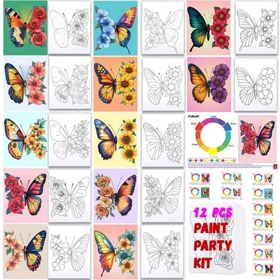 Kit de 12 piezas de tableros de lona predibujados 8x10 para sorbo y pintura para adultos lienzo para pa... Foto 1 de 4