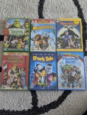 Dreamworks DVD Bundle Shrek Flushed Away Wallace And Gromit X6 Movies - Image 1 of 2