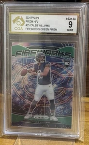 Caleb Williams 2024 Panini Prizm Green Fireworks Rookie #25. CGA 9 Mint. - Bild 1 von 2