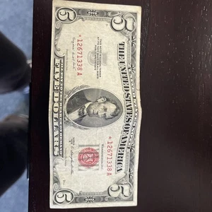 1953 5 Dollar Bill Red Seal Circulated Series 1953 5 Dollar Bill with Red Seal - Picture 1 of 5