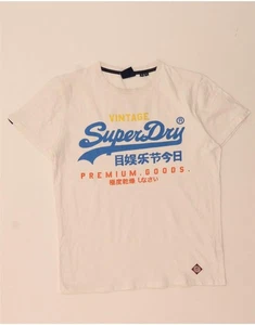 SUPERDRY Mens Vintage Graphic T-Shirt Top Medium White Cotton AR06 - Picture 1 of 4