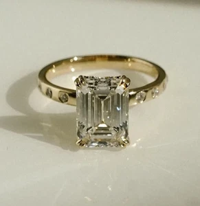 Classic Emerald Cut Moissanite Engagement Ring, Wedding Cut Ring, Promise Ring - Picture 1 of 6