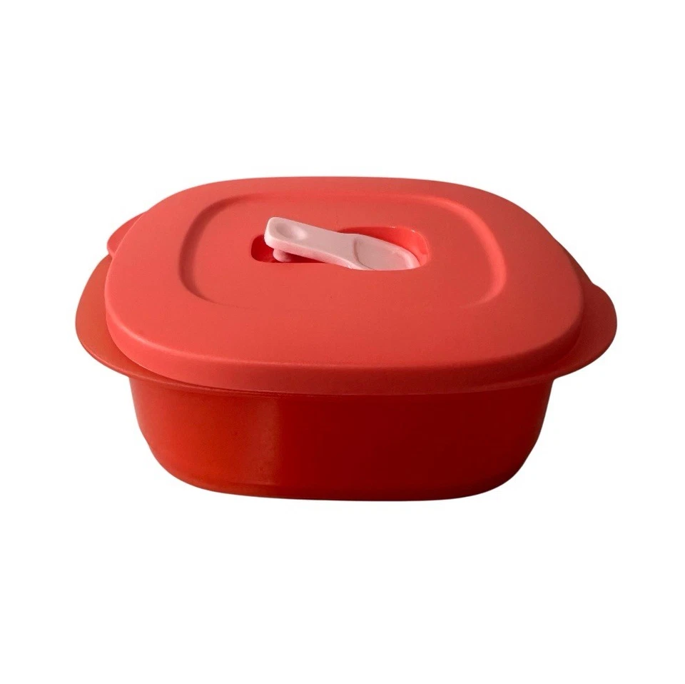 Tupperware Crystalwave Rectangular Bowl Microwave 500ml Coral Pink New Lunch - Image 1 of 1