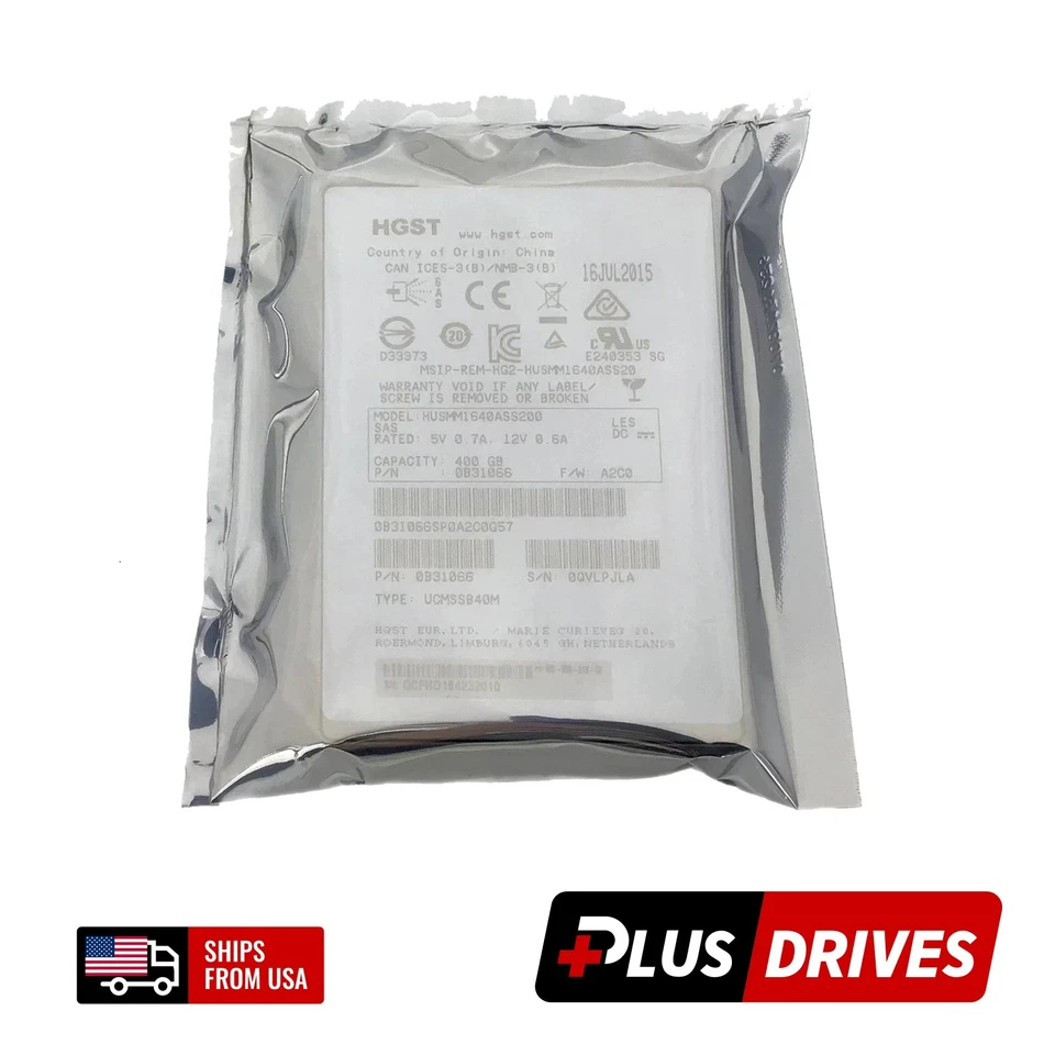 NEW 400GB SAS Hitachi 2.5in SFF 12Gbps MLC 130K IOPS Server Solid State Drive - Image 1 of 4