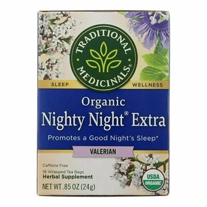Traditional Medicinals Organic Nighty Night Extra with Valerian Tea 16 ct 2 Pack - Picture 1 of 5