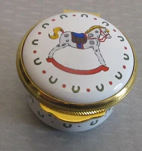vtg Alastor Enamels ROCKING HORSE HINGED TRINKET BOX Horseshoe Inside England - Picture 1 of 5