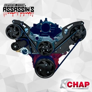 LS LS1 LS2 LS3 LS6 Serpentine Pulley Kit ALT AC Camaro Style Balancer BLACK - Foto 1 di 5