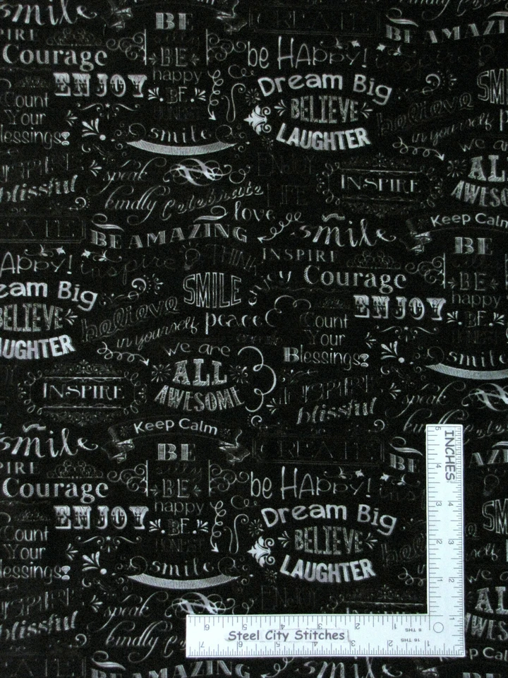 Pizarra Palabras Sueño Disfrutar Tela de Algodón Tesoros atemporales C2786 Por Yarda Foto 1 de 1