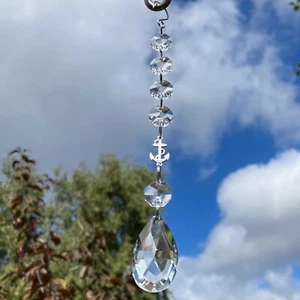 New Anchor Charm Glass Crystal Drop Hanging Sun Catcher ~ Sea Memorial Loss Hope - Picture 1 of 12