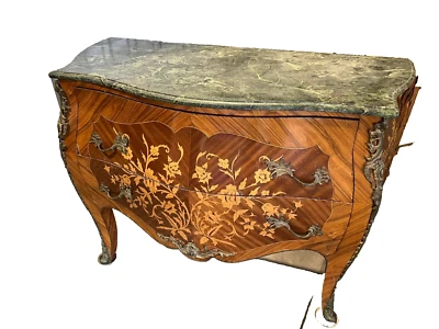 Bombe Commode, French, Louis XV Style, Verde Marble Top, 1900's, Vintage! - Image 1 of 4
