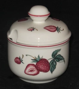 Villeroy & Boch Malaga Strawberries Jam Jar w/ Lid Spoon Slot Berry - Picture 1 of 3