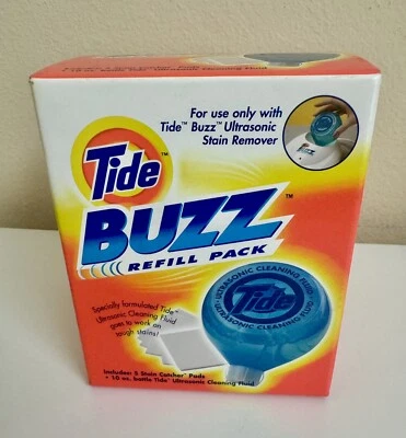 Paquete de recarga Tide Buzz para quitamanchas ultrasónico líquido de 10 oz y kit de 5 almohadillas Foto 1 de 4