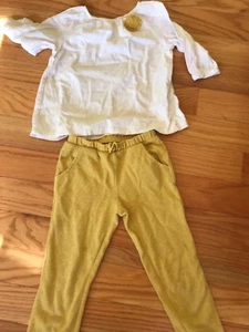 EUC girls OshKosh Genuine Kids 2 piece outfit gold pants white shirt size 5T - Picture 1 of 2