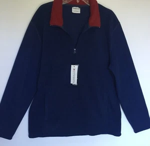Pullover Fleece Saddlebred X Large LS dunkelblau rot Kragen einfarbig Herren neu mit Etikett neu - Bild 1 von 9