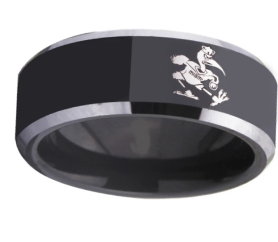 Новое черное вольфрамовое стальное кольцо Miami Hurricanes размеры 6 7 8 9 10 11 12 13 - Изображение 1 из 1