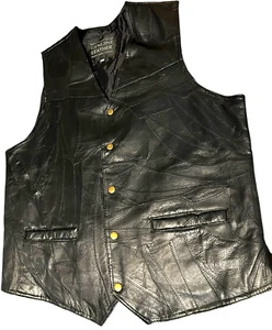 womens Italian Stone Design by Navarre Leather Company Black Leather Vest sz 4XL - Picture 1 of 12