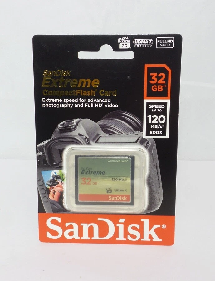 SanDisk Extreme 32 GB UDMA7 CompactFlash Card - Black/Gold  (SDCFXSB-032G-G46) - Image 1 of 1