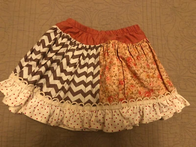 Persnickety Twirl skirt, peach and floral Girls Size 5 - Image 1 of 4