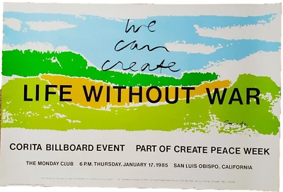 CORITA KENT 稀缺不再战争! 原版老式抗议海报平版画 — 第 1/3 张图片
