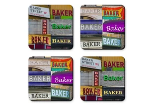 Posavasos personalizados con el nombre BAKER en fotos de letreros - Juego de 4 - Imagen 1 de 1