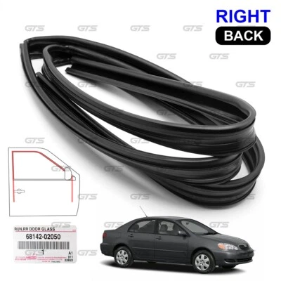 Fits Toyota Corolla Altis Sedan 2002 - 06 Rear RH Door Glass Run Channel Felt - Imagem 1 de 4