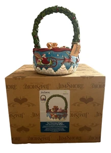 JIM SHORE CHRISTMAS BASKET TIS CHRISTMAS NIGHT 6011173 W/3 ORNAMENTS - Picture 1 of 5