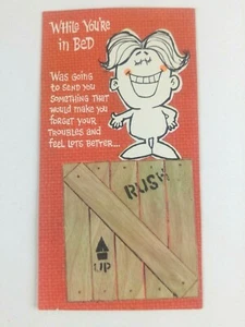 Tarjeta de felicitación humorística Get Well American Greetings Punchlines años 70 de colección - Imagen 1 de 3