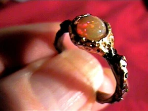 STERLING 925 SILBER AUSTRALISCHER OPAL RING 8 ZIERLICH EDEL NATUR UNIKAT DAMEN - Bild 1 von 7
