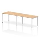 Impulse Single Row 2 Person Bench Desk W1400 X D800 X H730mm Maple Finish White