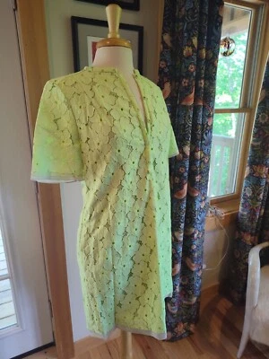 Vestido Diane Von Furstenberg DVF Warner Floral Encaje Verde Amarillo Honeydew 6 Foto 1 de 4