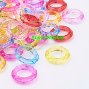 30 x round rings faceted acrylic plastic transparent mixed colours 18mm beads - Picture 1 of 2