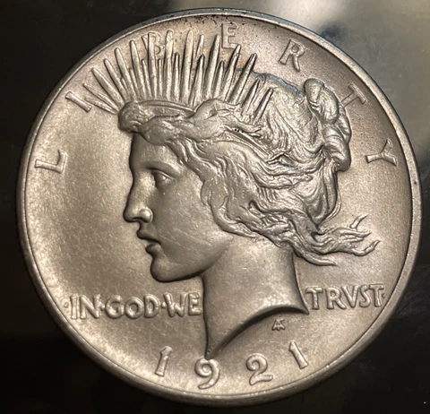 1921 Peace Dollar- Key Date Almost Uncirculated+ / Uncirculated Cover