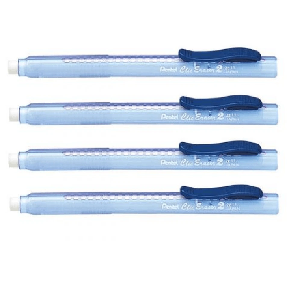 NUEVO 4x Borrador Retráctil Pentel Clic Goma Azul Foto 1 de 1