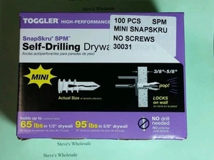 Toggler SnapSkru Mini SPM Self Drilling Drywall Anchors 30031 100/box - Picture 1 of 4