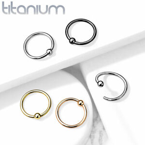 Nose Ring Septum Cartilage Earring Titanium Captive Bead Ring Front Fixed Ball 1 mm 1 Pc Glod 18G 