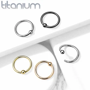 Implant Grade Titanium Fixed Ball Hoop Rings For Cartilage Septum Nose Eyebrow - Picture 1 of 12